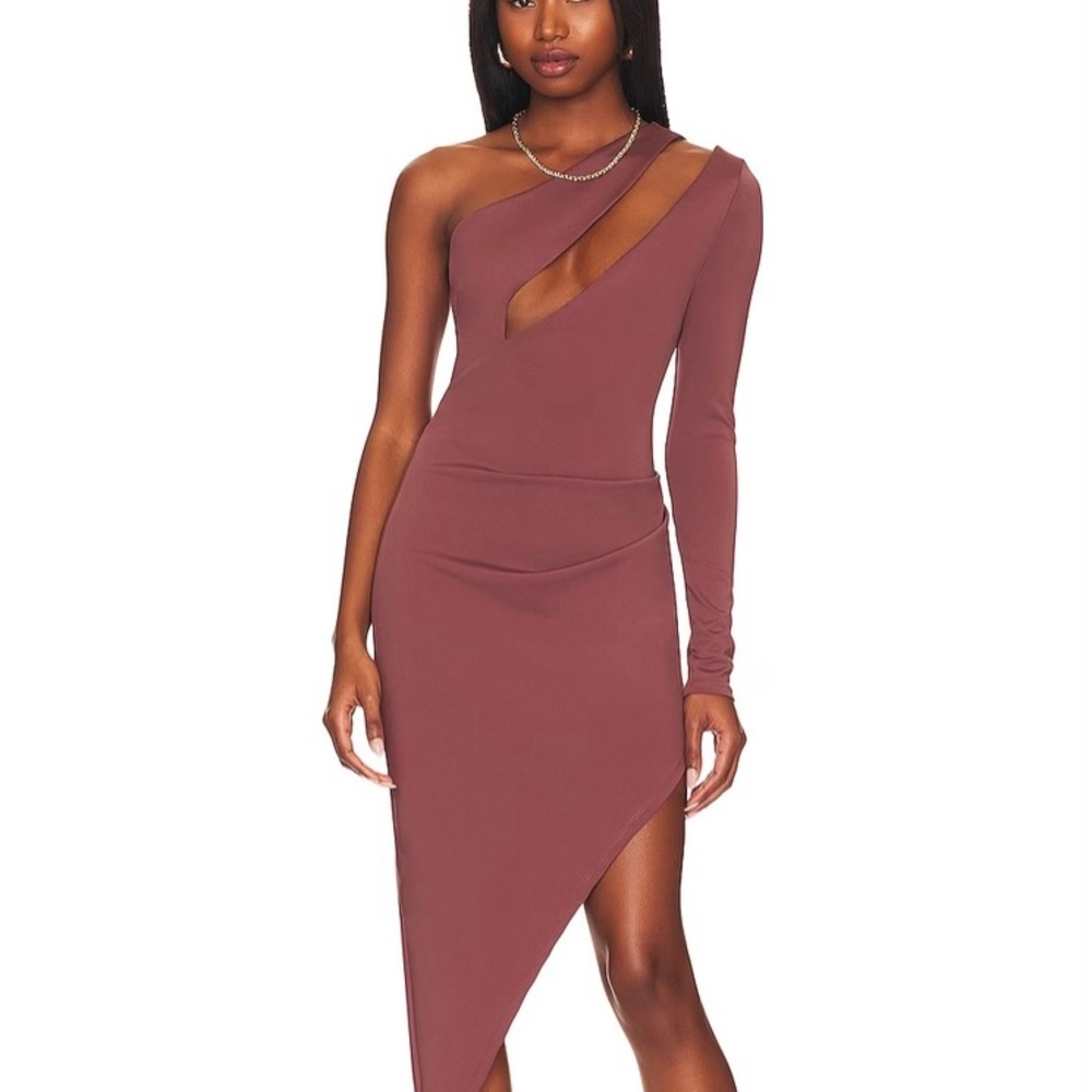 NEW MIDI Karma dress one shoulder long sleeve dress S